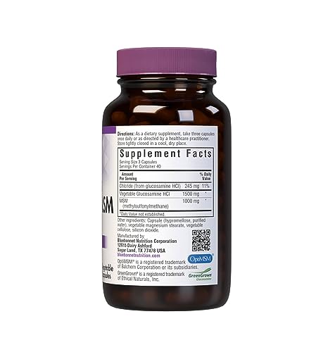 Bluebonnet Vegetarian Glucosamine with MSM Supplement - Shellfish-Free Joint Support Supplement for Women & Men - Vegetable Glucosamine HCI - Vegan, Kosher, Free of Soy, Gluten & Dairy - 120 V Caps - Image 3