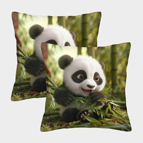 Juego de 2 fundas de almohada con estampado 3D de panda gigante, muy suaves, para decoración del hogar, sofá, regalo, 40 x 40 cm, 2 unidades