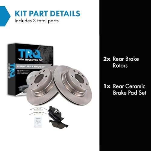 Image of TRQ Rear Brake Pad and Rotor Set Ceramic Compatible with 2007-2013 BMW 328i