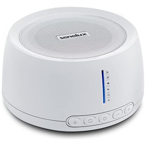 White Noise Machine, Senelux 30 Natural Sounds Therapy Timer Settings Portable Sound Machine Ideal for Kids & Adult Bedroom Home Office Travel, with USB Cable Earphone Jack Cover