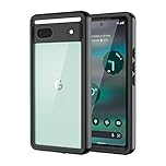 Lanhiem Pixel 6a Case, IP68 Waterproof Dustproof Shockproof Case with Built-in Screen Protector, Full Body Rugged Protective Cover for Google Pixel 6a 5G, Black/Clear