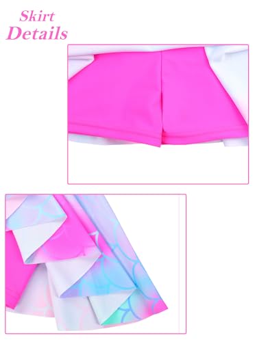 Image of Girls Swimsuit One Piece UPF 50+ Floral Skirted Bathing Suit Modest Beach Swim Dress 3-11 Years