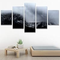 SIGNWIN 5 Panel Canvas Wall Art Foggy Scenery for Home Decorations Ready to Hang - 60