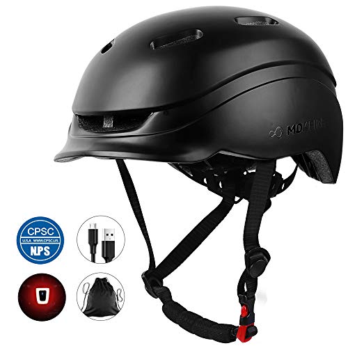 MOKFIRE Bike Helmet for Adults Men Women with Rechargeable USB Light, Bicycle Helmet