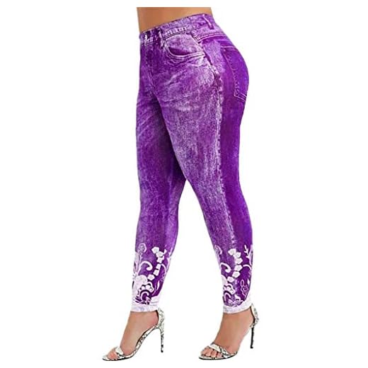 jieGorge Pants, Women Printed Yoga Fitness Leggings Running Gym Stretch Sports Pants Trousers, Clothing Shoes & Accessories (Purple L)