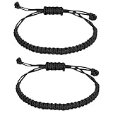 fytease 2PCS String Bracelets for Women Men Handmade Red Black Buddhist Tibetan Woven Rope Bracelet for Protection and Luck Friendship Bracelet