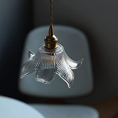 Lámpara colgante japonesa para comedor con pantalla de vidrio en forma de pétalo 5