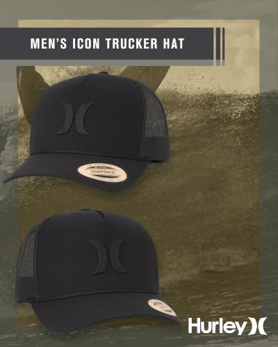 Image of Hurley Men's Trucker Hat - High Icon Snap Back Comfortable Curved Bill with Adjustable Snap Closure - Trucker Hats for Men
