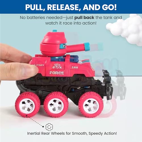 Image of Kidology Transforming Tank Toy Car for Kids | Friction Powered Military Vehicle with Collision Transformation, Pop-Up Soldier, Rotating Turret & Press-to-Launch Missiles - Ages 3+ (Dark Blue)