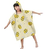 Morbuy Kinder Badeponcho mit Kapuze, Cartoons Bademantel Mikrofaser Weich Badetuch Schnelltrocknend Surf Poncho für Mädchen Jungen Erwachsene Schwimmen Strand (60x60cm,Biene)