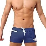 UXH Men Push-Up Pad Swimming Trunks Padded Pocket Sexy Swimwear Sunbath Surf Beach Shorts (Dark Blue,Tag XL (US L),Regular,Polyester,Regular,US,Alpha,Large)