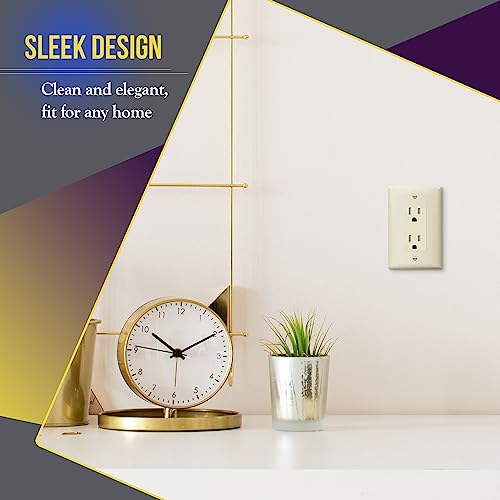 Image of ENERLITES Decorator Light Switch or Receptacle Outlet Wall Plate, Gloss Finish, Midway Size 1-Gang 4.88 inch x 3.11 inch, Unbreakable Polycarbonate Thermoplastic, UL Listed, 8831M-LA, Light Almond