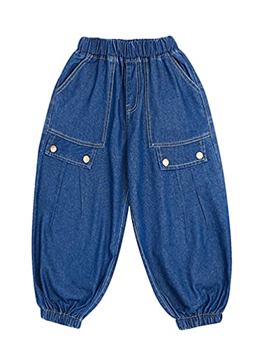 Kids Boys Baggy Jeans with Multiple PocketsCotton Pull-On Soft Denim Pants Stretch Waist for 5-14 Years2