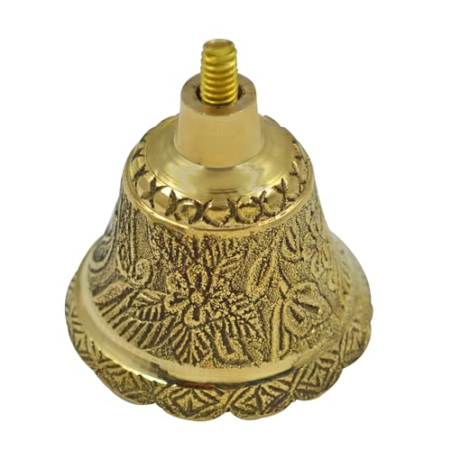 Image of Craftvatika Brass Hand Bell for Pooja Ghanti for Mandir, Peacock Design Hand Bell Ghanti, Pooja Decoration Items, Home and Office Temple Prayer, Festive Decor Bells (11.5 CM Height, Golden)