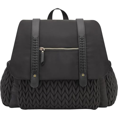 GREOPE Mochila acolchada para pañales, bolsa de maternidad impermeable de gran capacidad con cambiador y correas para cochecito, Negro, M