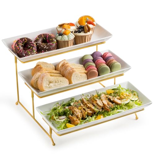 Supporto da portata a 3 ripiani per antipasti e dessert, design robusto e raffinato, perfetto per feste, buffet e ricevimenti, salvaspazio, per qualsiasi ocn