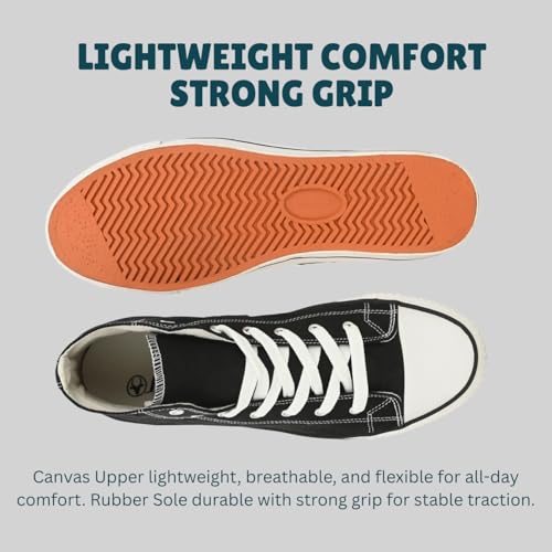 Image of Hirolas Men's Vulcanized Canvas Rubber Toe High Ankle Skateboard Sneakers Shoes.