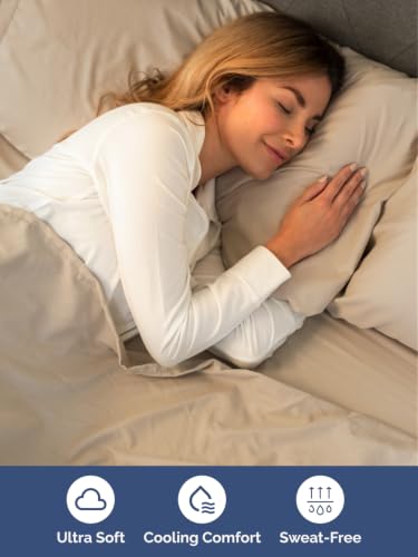 Image of Extra Deep Pocket Queen Size Sheet Set - Breathable & Cooling - Cream