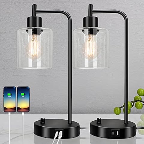 Dimmbare Tischlampe mit 2 USB-Anschlüsse Ladefunktion Cover