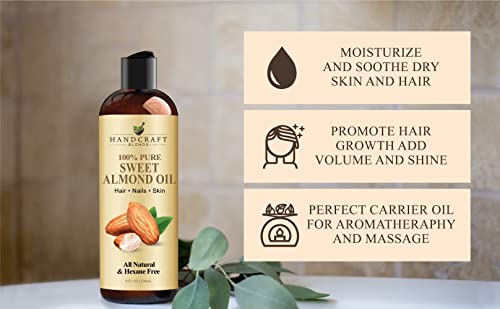 Handcraft Blends ORTCI Sweet Almond Oil - 8 Fl Oz - 100% Pure And Natural - Premium Grade Oil For Skin And Hair - Carrier Oil - Hair And Body Oil - Massage Oil - Hexane-Free thumb #3
