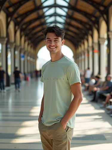 Image of NOBERO Men's Cotton Regular Fit Letter Print T-Shirt