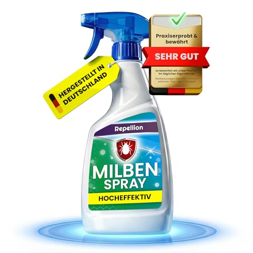 Repellion ® Anti Milben Spray (500 ml) für Haushalt & Textilien – Milbenspray zur Umgebungsanwendung – Milbenabwehr für Matratzen, Polster, Teppiche & Wohnräume