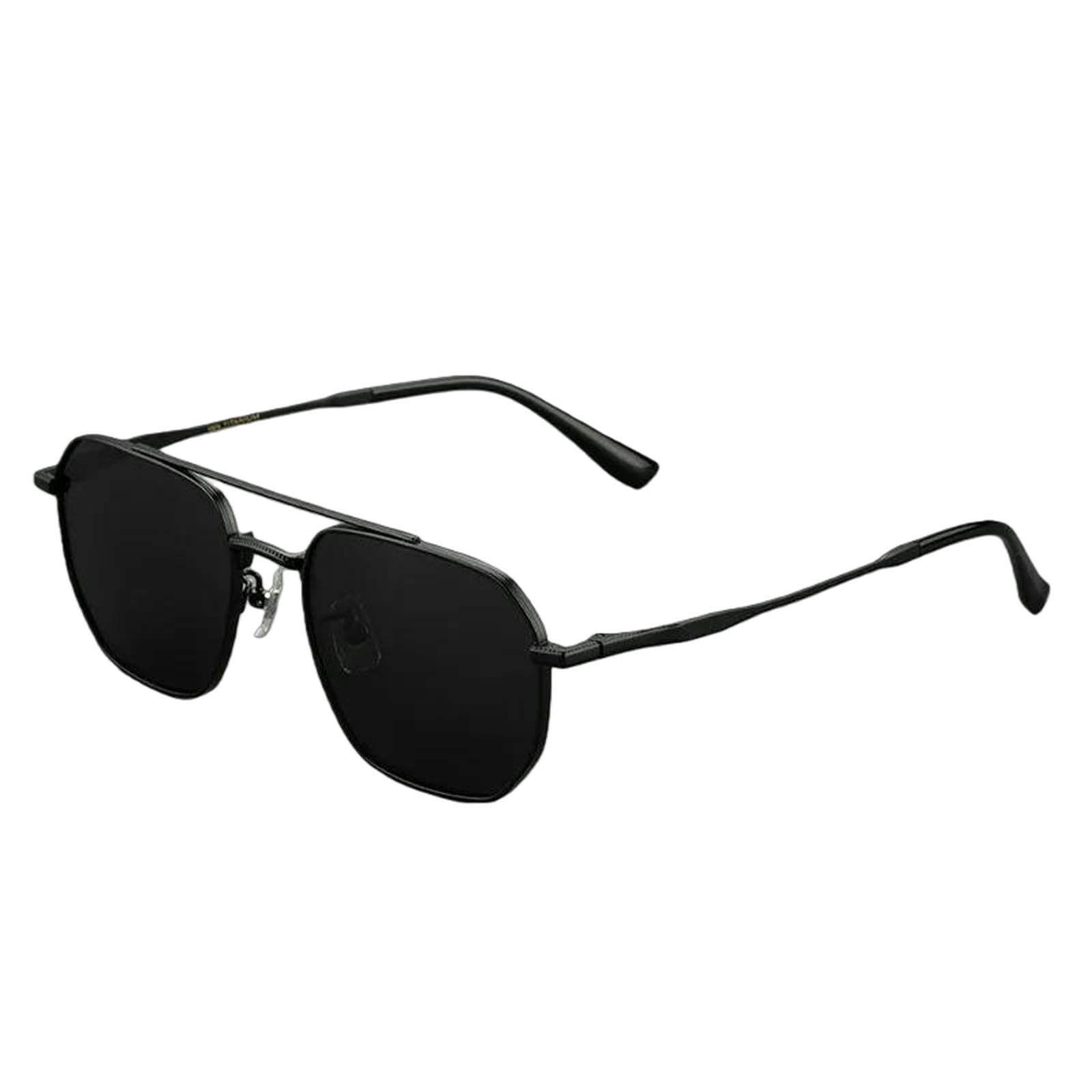 Occhiali da Sole Classici in Titanio A Doppio Ponte Uomo per Guida All'aperto Visione Notturna, Pesca Antiriflesso Uv400-no-polarizzato