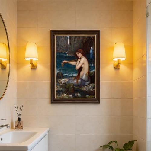 Impression sur toile de qualité musée Sirène Waterhouse avec cadre à suspendre