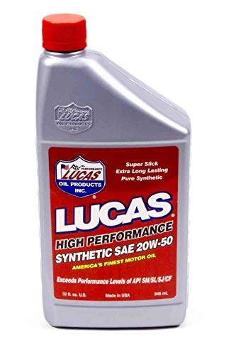 Lucas Oil 10054 Synthetic 20W-50 High Performance Motor Oil - 1 Quart (Pack of 6)