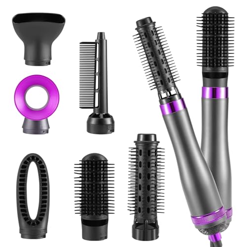 Hair Styler, 6 In 1 Thermal Brush Set Haarstyler Warmluftbürste Haartrockner Thermal Brush Airflow Lockenstab Automatisch für Trocknen Glätten Locken Volumen und Styling