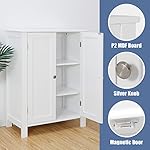 SUPER DEAL Modern Bathroom Floor Storage Cabinet with Adjustable Shelf and Double Door Rust Proof, Living Room Modern Home Furniture Storage Organizer Cabinet - Image 4