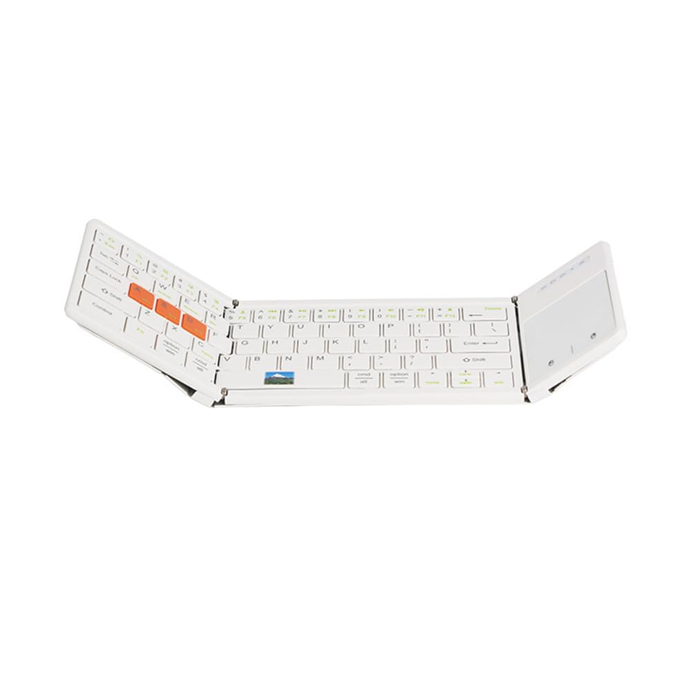 Tastiera Bluetooth pieghevole tripla bianca con touchpad integrato mini tastiera pieghevole portatile ricaricabile wireless copertura in pelle per telefono tablet laptop