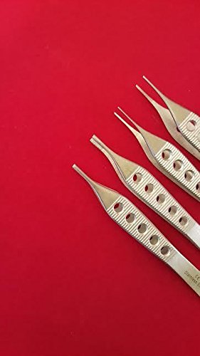 Set of 4 ADSON Dressing +ADSON Brown Tissue Plastic Surgery FORCEP FENESTRATED Gold HND