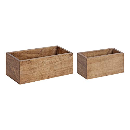 Kate and Laurel Domio Farmhouse Pocket Wall Organizer, Set of 2, Rustic Brown, Wood Office Organizer for Wall