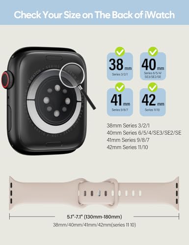 Image of Sport Silicone Band Compatible with Apple Watch Bands 40mm 38mm 41mm 44mm 45mm 42mm 49mm Women Men,Soft Wristband Waterproof Replacement Sport Strap for iWatch Bands Series 9 8 7 6 5 4 3 2 1 SE Ultra