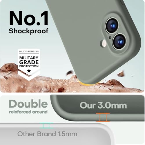 Image of LOVE 3000 Designed for iPhone 17 Case, Premium Silicone [Compatible with Magsafe][Soft Anti-Scratch Microfiber Lining] Shockproof Protective Phone Case for Men Women 6.3 inch, Calke Green