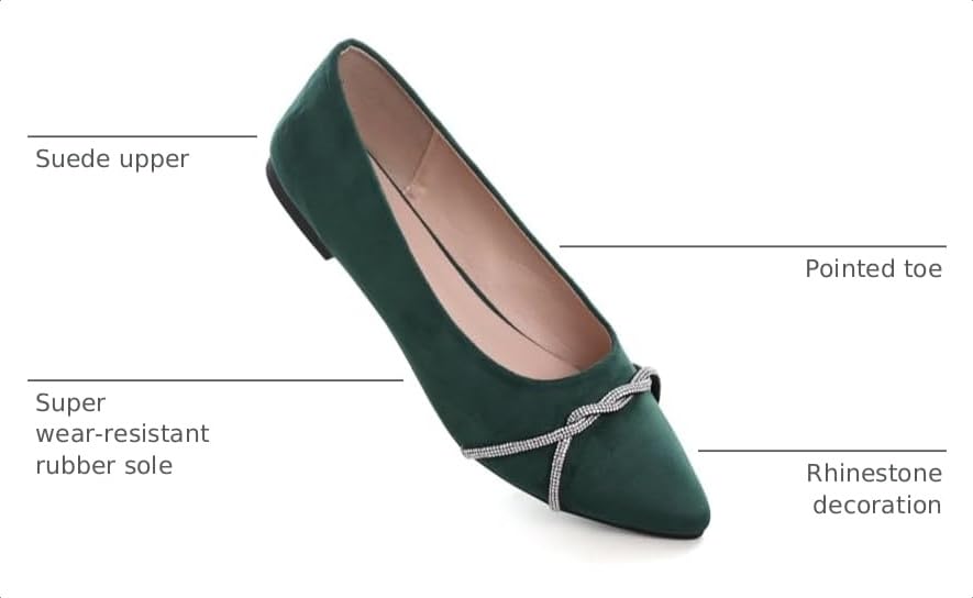 Image of TN TANGNEST Womens Casual Flats Chain Ballet Flats | Fashion Pointed Toe Rhinestone Flats, Comfort Slip On Dress Shoes for Business Work Office Wedding Party