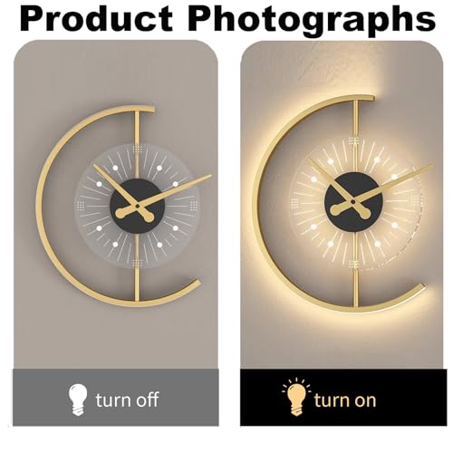 Apliques de Pared Sala de Estar de Diseño Exclusivo Oro con Reloj LED Interior 5