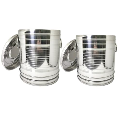 Image of Stainless steel Large Container /Storage Set of 2 (Dishwasher Safe, 10 KG, 15 KG, Grocery Container, Atta /Rice Storage Container)