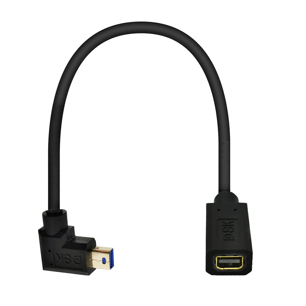 Kework 12 Inch Mini DisplayPort 8K Extension Cable, 90 Degree Right Angle Mini DP Male to Mini DP Female Extender Ultra HD Cable, 1.4 Version Mini DisplayPort Extension Adapter Cord, 8K@60HZ
