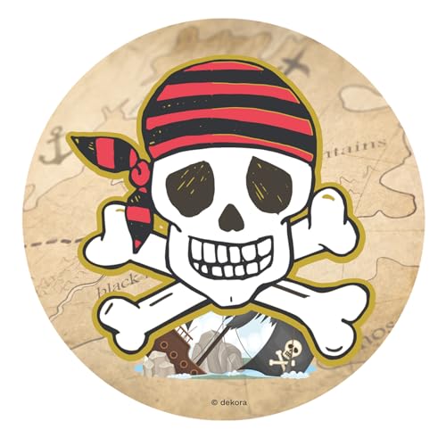 Dekora, Disque Azyme Comestible Pirates, Décoration pour Gâteau d'Anniversaire Enfant, Motif...