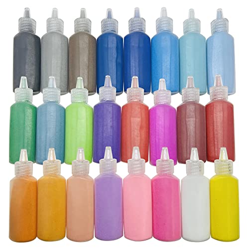 Yayatty 24 Paquetes de Pintura de Arena Art, 24 Botellas de Arena de Colores para Pintura y Artesanía, Pintura de Bricolaje, Decoración y Colección de Botellas de Arena (Color 24-a)