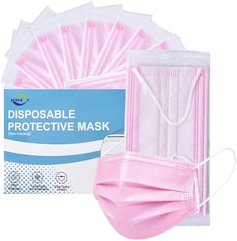 Individually Wrapped 4-Layer Filter Disposable Face Mask Single Use Dust Safety Face Mask Flat Earloop Latex-Free 50pcs