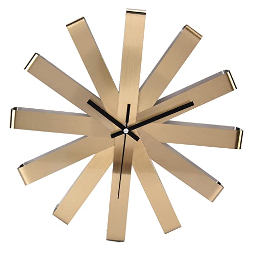 Wohnzimmeruhr Edelstahl Stille Bewegung Kreativität Wanduhr Modernes Dekor für Wohnzimmer, Schlafzimmer, Esszimmer, Klassenzimmer, Studio(Gold) Cover