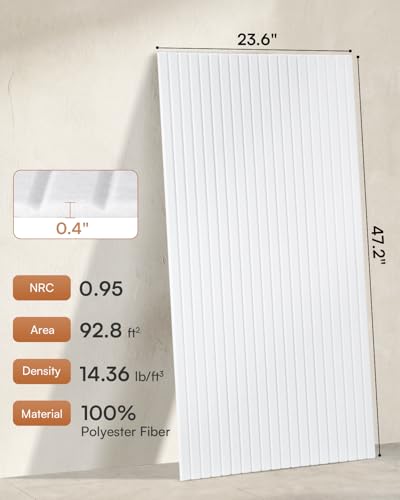 Image of SODOCT 12 Pack Large Acoustic Panels, 47.2 inch X 23.6 inch X 0.4 inch Sound Proof Panels for Walls, High Density Sound Absorbing Panels for Home Studio & Office, White