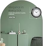 Kiera Grace Aster Wall Clock, Silent Non-Ticking Design, Battery Operated, Sleek Home Decor for Living Room, Bedroom, Kitchen, Office, Black with Silver Rim, 10"