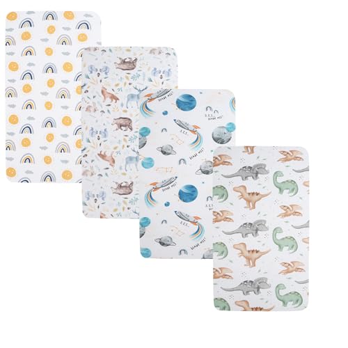 Image of Bassinet Sheets 4 Pack Compatible with Baby Delight Beside Me Dreamer Bassinet,Stretchy Ultra Soft Sun /Forest Deer /Space /Dinosaur