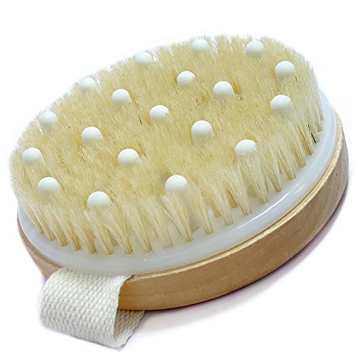 Body Brush for Dry Skin Wet or Dry Brushing Gentle Exfoliating, Body Exfoliator Soft and Stiff Bristles Scrubber Silicone Massage Nodes Improve Your Cellulite Dry Skin and Your Circulation