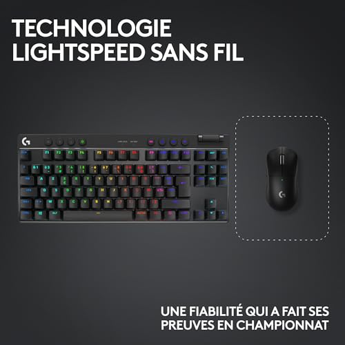 Logitech G PRO X SUPERLIGHT 2 LIGHTSPEED gaming sans fil recharge USB C PC et Mac + PRO X TKL LIGHTSPEED clavier gaming sans fil sans pavé numérique touches en PBT Français AZERTY - vue 6