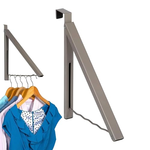 Huvqianu Tendedero plegable, colgador de pared, estante de secado...
